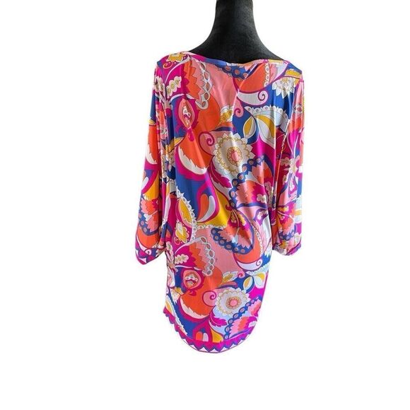 NWT $152 Trina Turk Sevilla Floral Swim Jersey Swimsuit Cover Up Tunic Dress L - Picture 8 of 16